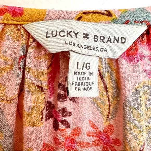 Lucky Brand Vibrant Floral Blouse Top Size Large - Picture 5 of 8